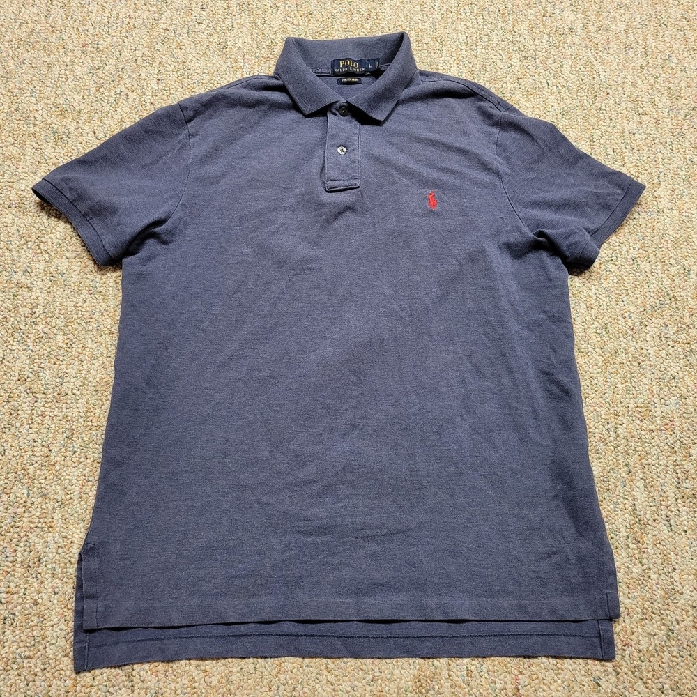 Ralph‎ Lauren Polo Shirt Mens Large Blue Short Sleeve Stretch Mesh Pullover Pony